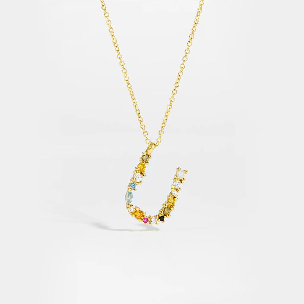 925 Sterling Silver Gold Letter M Pendant Initial F Alphabet Necklace Monogram Opals 2020 Women Accessories Jewelry