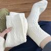 Japanese Twist Women's Mid-Calf Socks - Spring & Autumn, Comfortable, Breathable, Solid Color, Versatile, Sweet, Knee-High & Postpartum Options