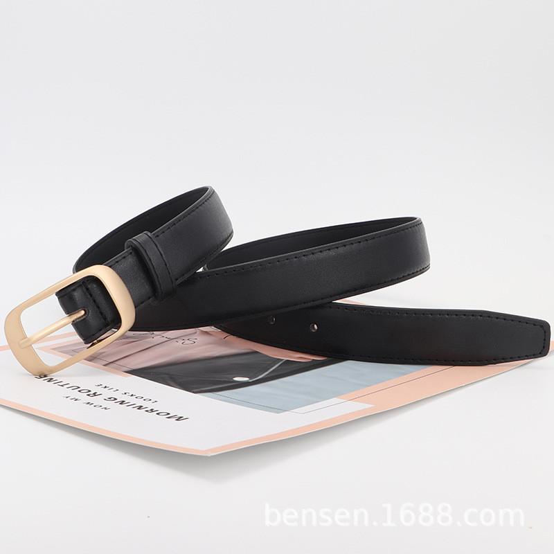 Trendy Decorative Women Jeans Belt Buckle Waistband Casual Streetwear Black