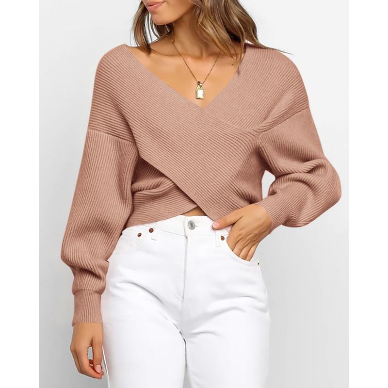 Striped V-Neck Loose Knit Sweater
