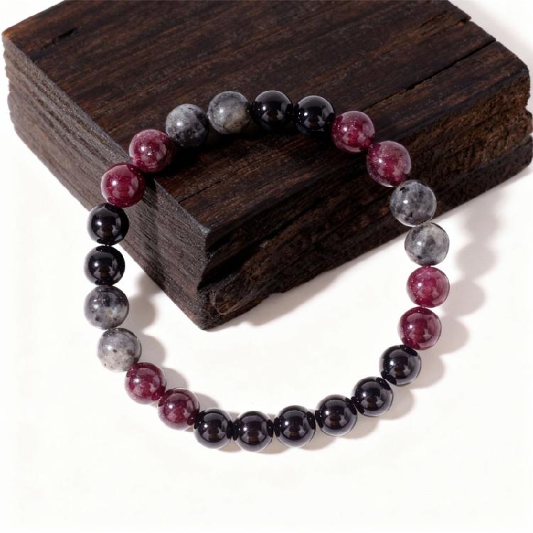Elastic Beaded Hand Chain With Mixed Stone And Resin Suitable For Any Occasion