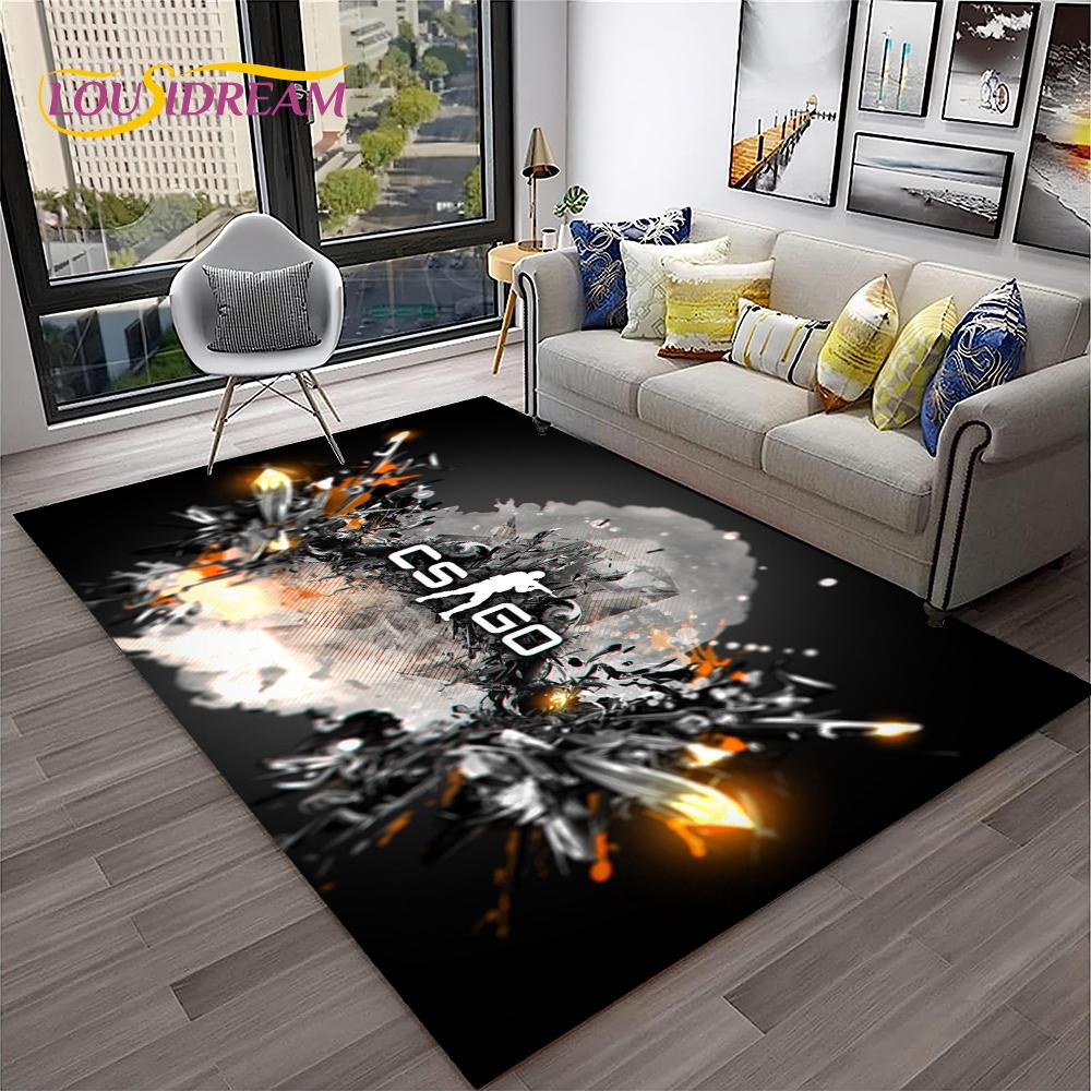 3D CS GO Game,Counter Strike Gamer Carpet Rug for Home Living Room Bedroom Sofa Doormat Decor,kids Area Rug Non-slip Floor Mat