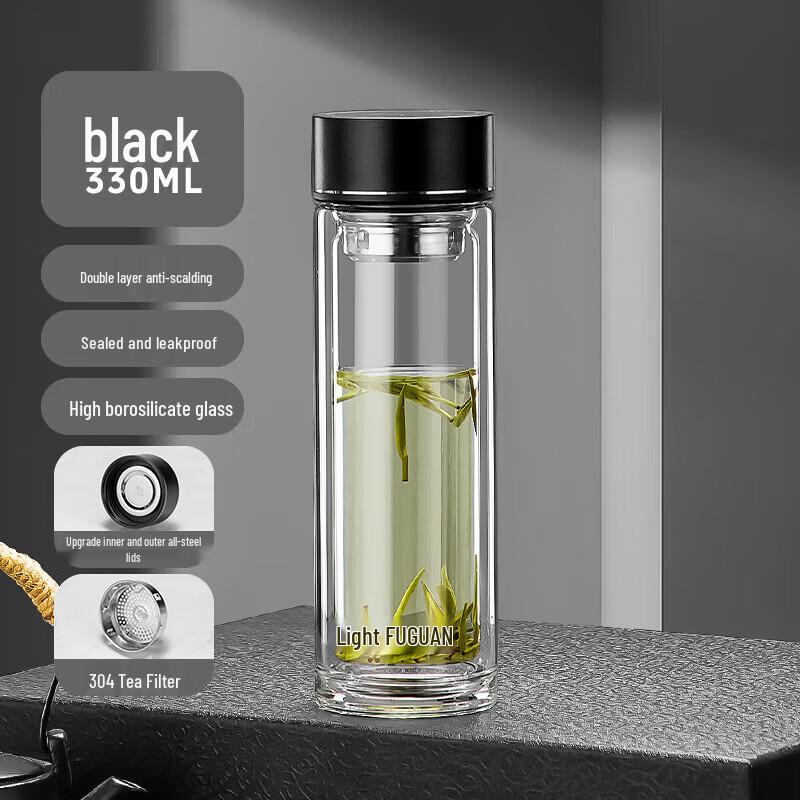 Fuguang Double-Wall Borosilicate Glass Tea Tumbler with Infuser