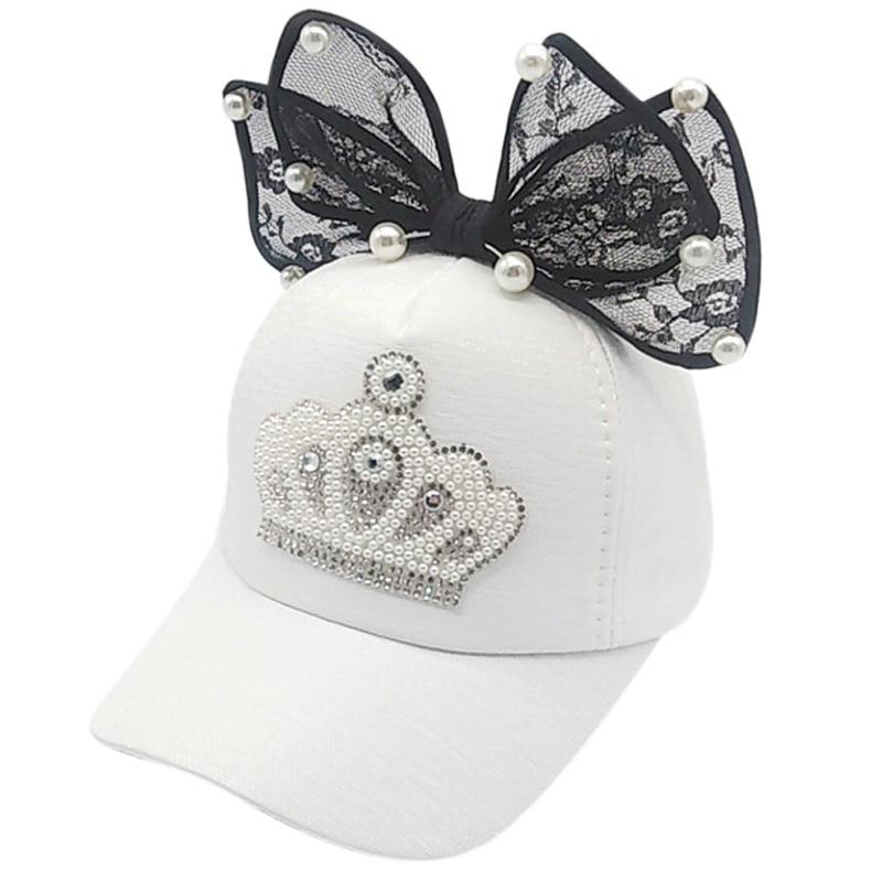 Verstellbare Mütze für Kinder, für Babys und Mädchen, lässig, Outdoor, mit Perlenkronenmuster, Baseballkappe, atmungsaktive Visierhüte