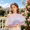 Vintage Lace Folding Fan Plastic Ribs Hand Held Fan Portable Summer Cooling Fan Wedding Dance Party Performance Props