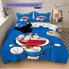 Set Lenzuola 3 Pezzi Stampa Doraemon Adventure Copripiumino con 2 Federe Cuscino Regalo di Compleanno per la Casa