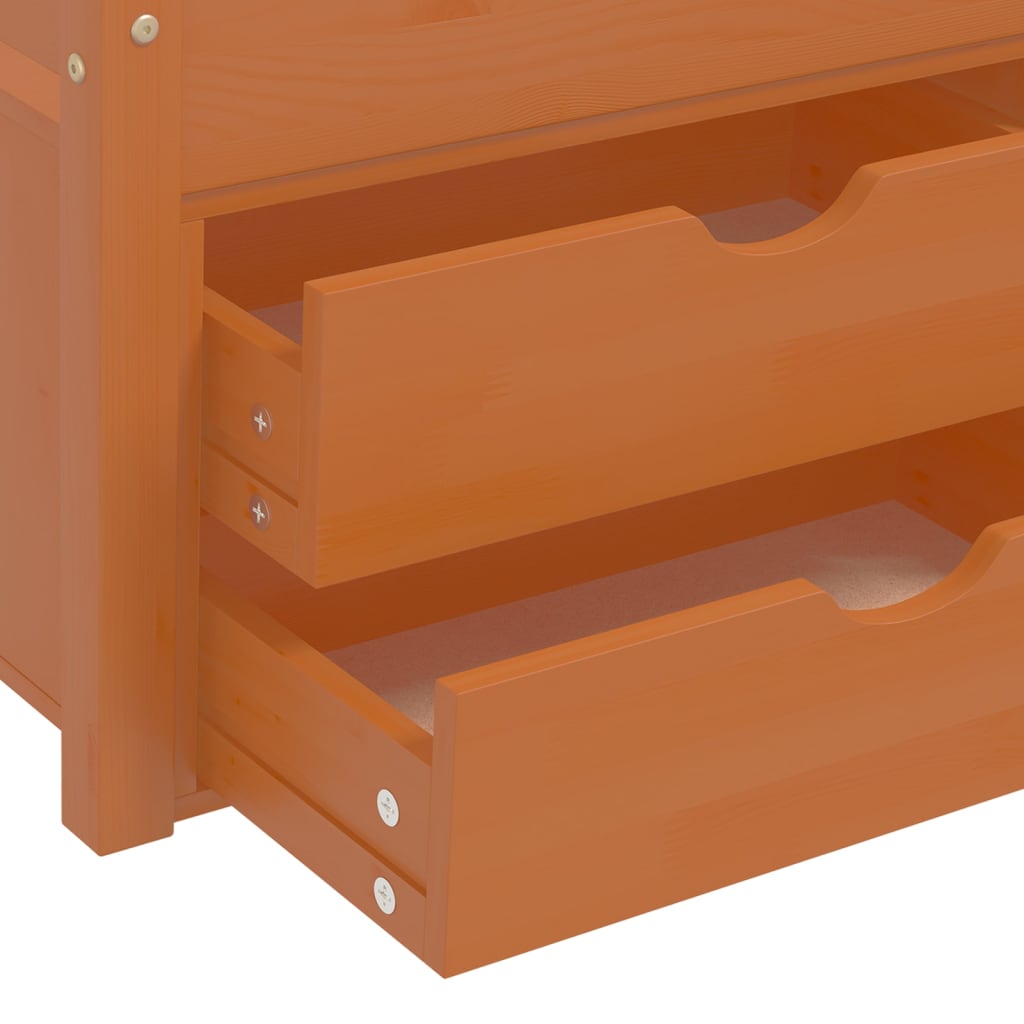 Solid Wood Bed with Drawers Honey Brown Pine 90 X 200 Cm
