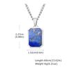 Trendy Stainless Steel Necklace for Men, Square Blue Natural Stone Pendant Necklace, Hip Hop Punk Jewelry Gifts