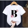 Summer Beautiful Letters Pink Flowers and Butterflies Printed Kids T Shirt Girls Tops Casual Baby Girl T-Shirt  Fashion Short