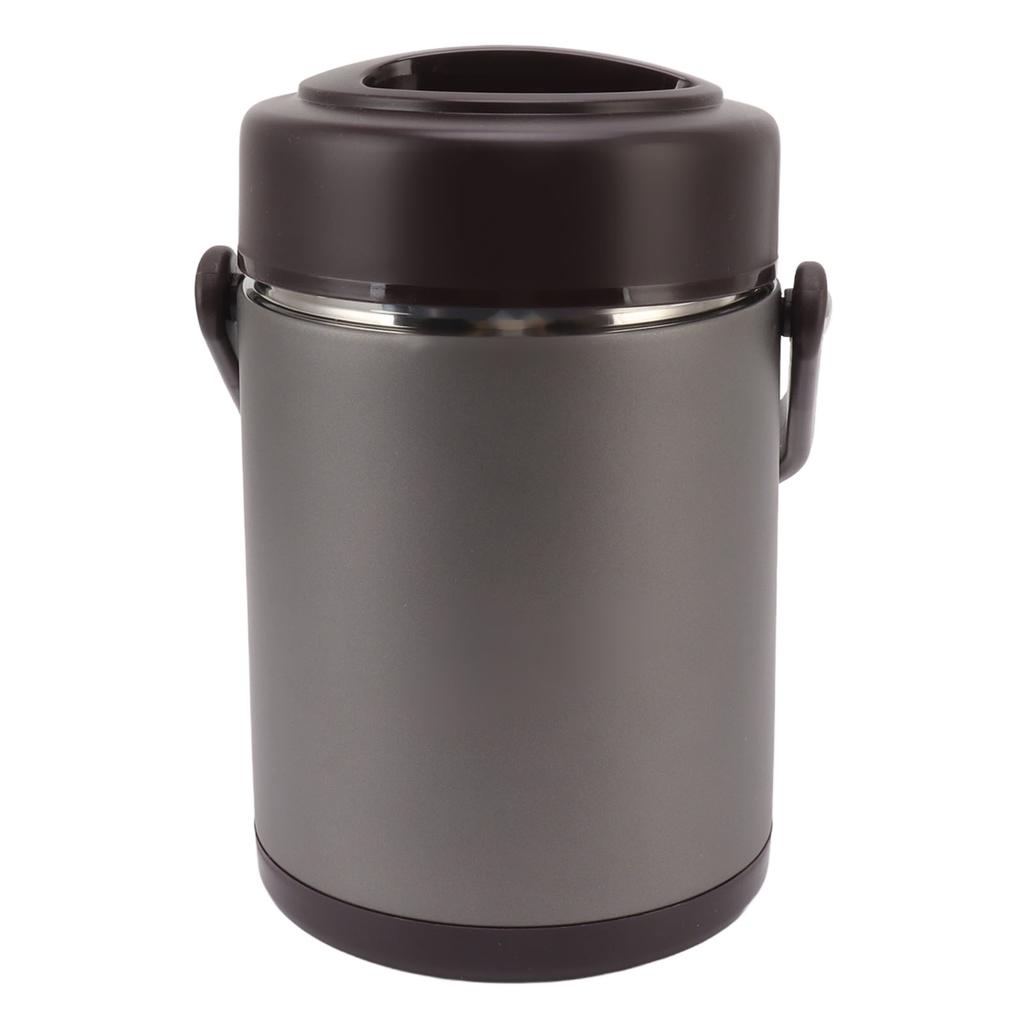 2L Dark Gray Insulated Food Container Multi Layer Stainless Steel Large Capacity Insulation Vacuum Food Jar