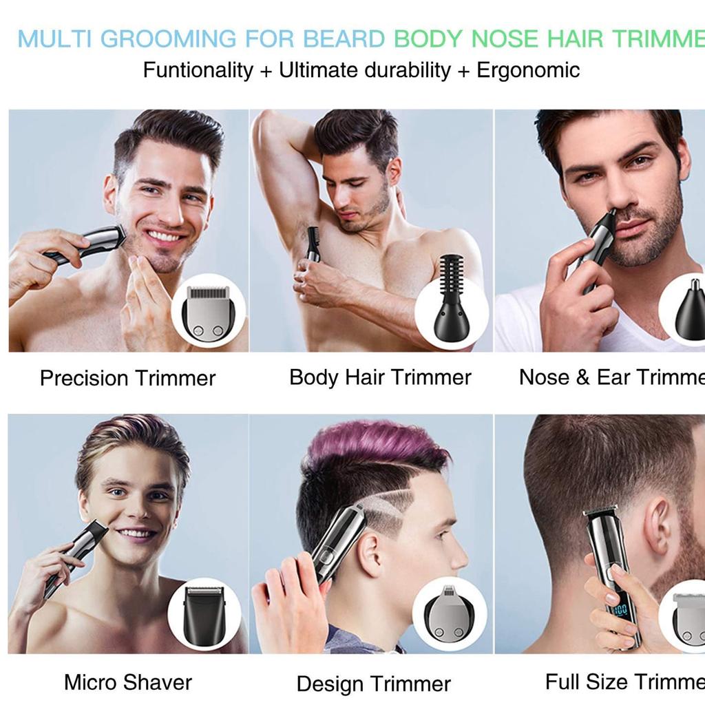 All In One Hair Trimmer For Men Face & Body Grooming Kit Beard Hair Clipper Electric Shaver Washable Trimer Nose
