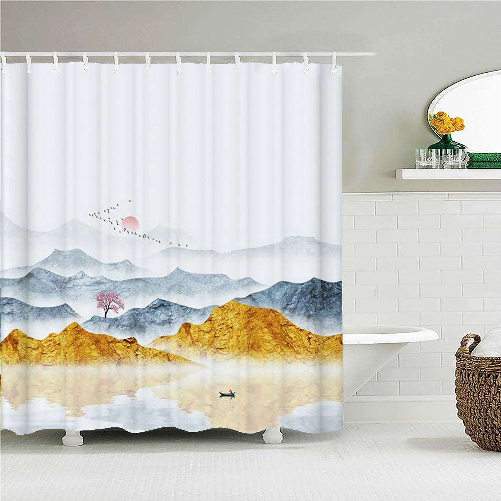 Bathroom Curtain Modern Simple Pattern Home Decor Waterproof Polyester Shower Curtains Bath Screen 180*180Cm & 180*200Cm