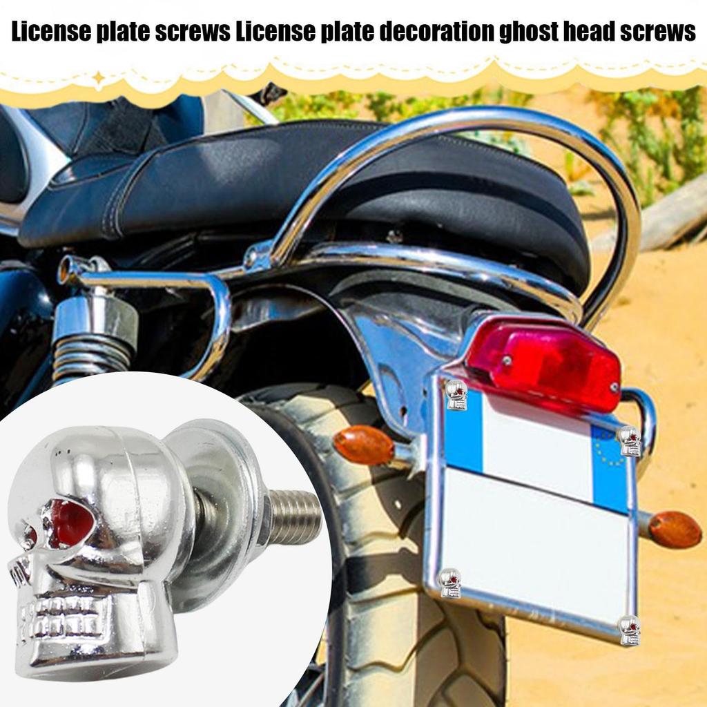 Motorcycle License Plate Bolts, Motorcycle Modifications, Decorative Skull Screws, Skull