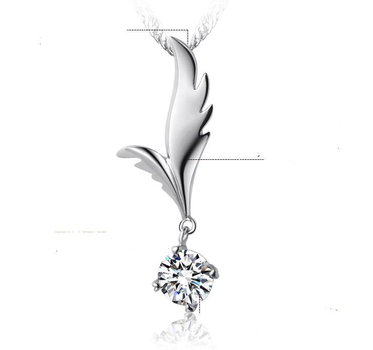 Korean Fashion Imitation Silver Zircon Pendant Necklace for Women