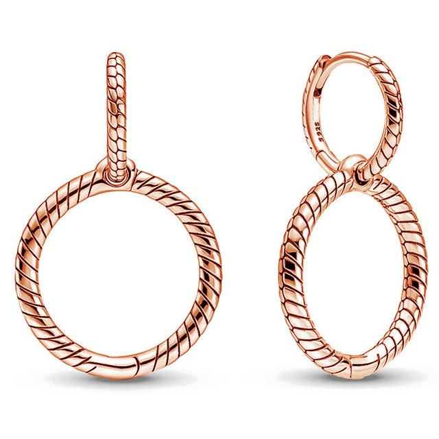 925 Sterling Silver Earring Allure  Of Faith Signature Circles Moments Charm Double Hoop Earring For Women Fashion Jewelry