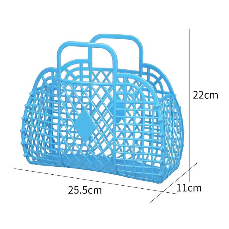 Foldable Plastic Supermarket Tote Basket - Hollow Design for Shopping, Fruits, Toys, and More.