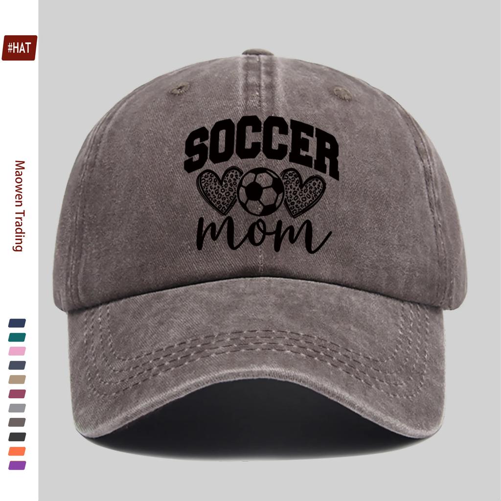 pc pcs Soccer Mom Baseball Cap with Football Print Heart Design Adjustable Trucker Hat Suitable for Women Men Lightweig
