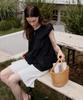 THEELO Shirred Panel Top Blouse (Black)