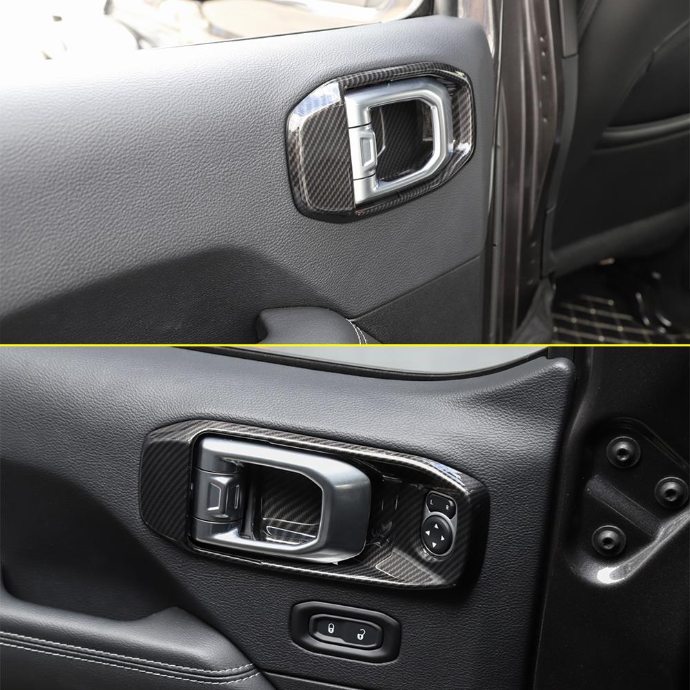 Door Handle Trim Cover For Jeep Wrangler JL 4-door 2018-2026 Grab Handle Bowl Decoration Carbon Fiber Car Interior Accessories
