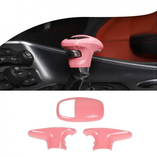 3X Rosa Schaltknauf-Verkleidung Dekor Abdeckung für Dodge Charger/Challenger/Durango 18+