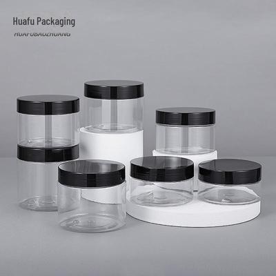 68-Tooth Transparent Wide-Mouth Cream Jar with Black PP Lid and Inner Cover