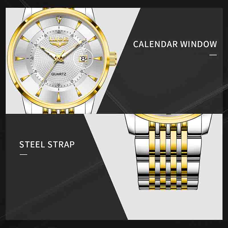 LIGE brand watch women Fashion Luxury Stainless Steel female waterproof watches Clock Calendar Quartz Watch for Women relogio