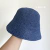 Handmade bucket straw hat women's woven versatile basin hat summer sunshade sunscreen bucket hat foldable sun hat