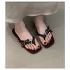 Design belt buckle flat-bottomed black sandals women's summer casual one-pedal soft-soled toe flip-flops shoes
