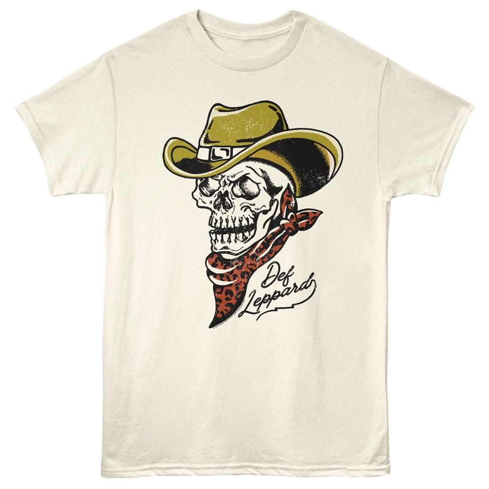 DEF LEPPARD Men039;s T-Shirt COWBOY SKELETON New Licensed Music Natural Cotton Unisex T-Shirt S