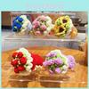 Hand Flower Held Keychain Red Roses Cartoon Sunflowers Simulation Gift Plush
