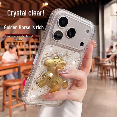 Apple iPhone 17 Series Gold Foil Transparent Protective Case