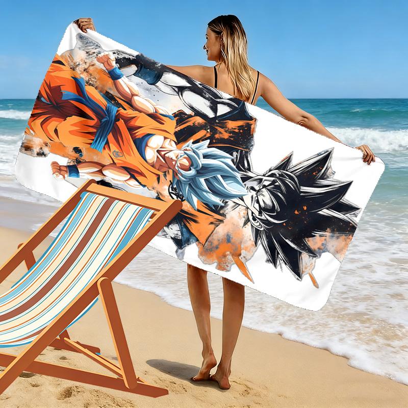Son Goku Print Beach Towel, Large Soft Quick Dry Towel for Beach Camping Swimming