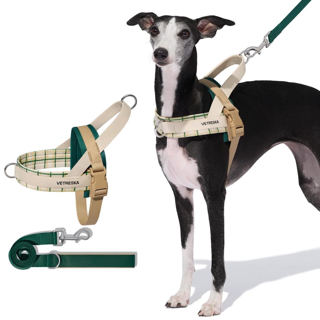 VETRESKA Santal Forest Harness Set Cute Dog Harness and Leash Set with Backpack Reduces Easy Secure Easy to Put On and Take Soft Padded Pet Harness