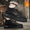 Winter new men's velvet thickened cotton shoes outdoor sports leather surface cold and warm thick sole heightening lace-up men's shoes