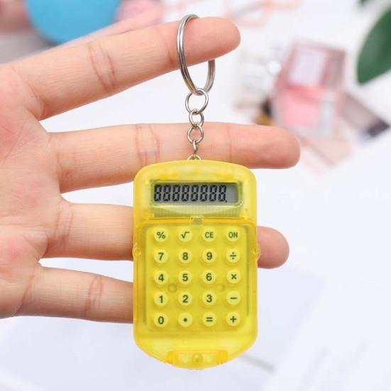 Portable Mini Flip Calculator Hanging Pendant Keychain Keyring Key Holder Gift