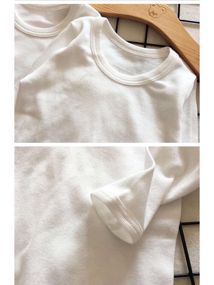 Детский топ с длинными рукавами из чистого хлопка — стиль весна-осень, цвет белый, размеры для девочек и мальчиков, от маленького до среднего.