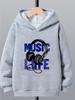 Patterned music-themed headphones, sporty and casual; stylish long-sleeved hoodie, boys' autumn/winter new sweatshirt.