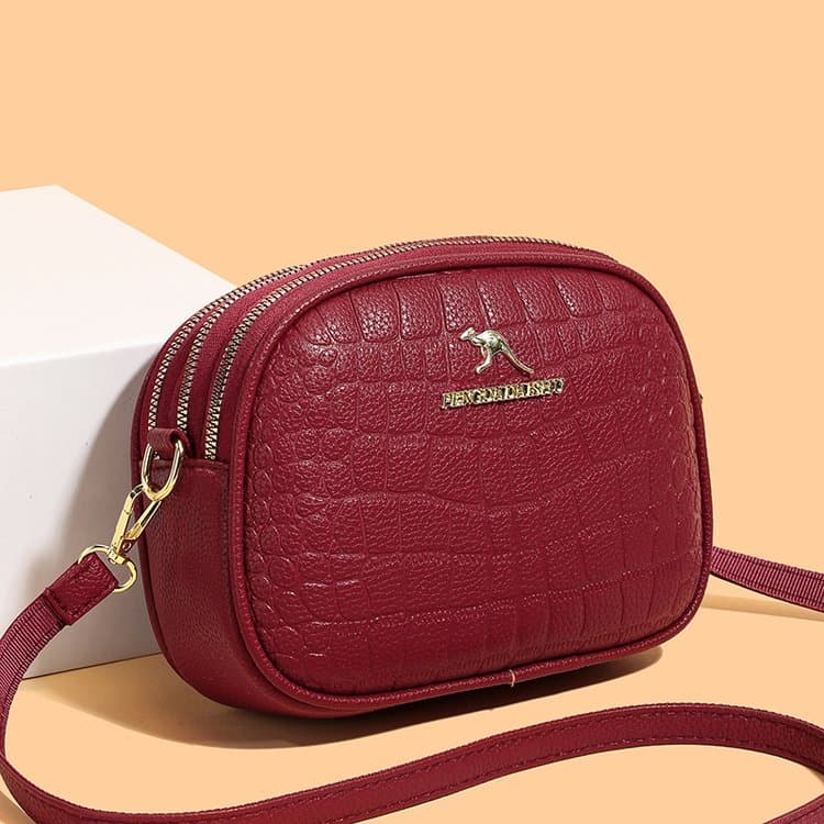 Crocodile Pattern Mini Messenger Bag Women s Shoulder Bag бордовый
