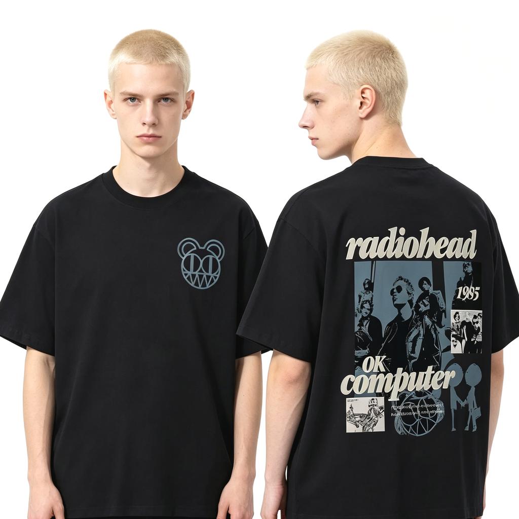 2026 Hot Sale Rock Band Radiohead Ok Computer Graphic Tshirts Unisex Unisex Hip Hop Oversized Tshirt Y2k Harajuku Punk Tshirt