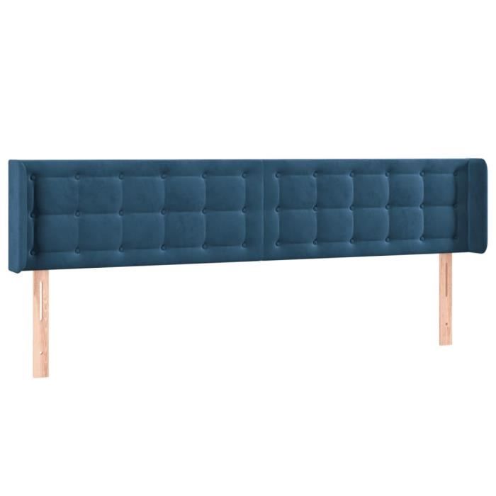 3123728 vidaXL Tête de lit à LED Bleu foncé 163x16x78-88 cm Velours