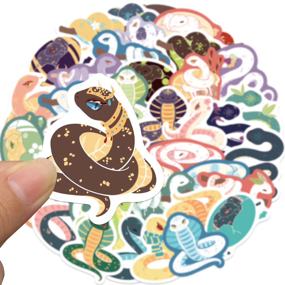 40 Cartoon Color Blocks Little Snake Doodle Stickers Guitar Notebook Suitcase DIY Waterproof Stickers