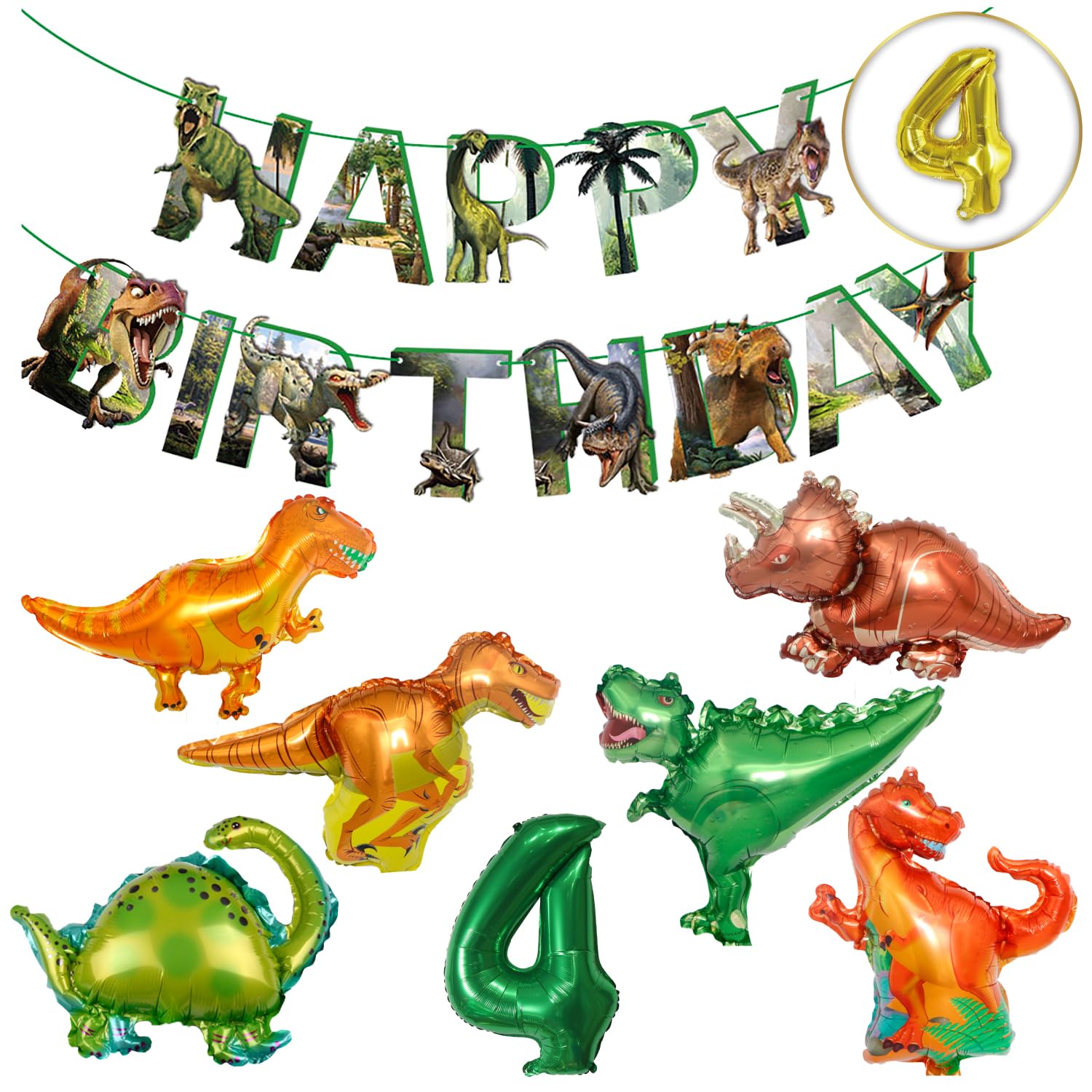 

Balloon Shop Dinosaur Balloon Happy Birthday Decoration Set Boys Room Decor Surprise Gift 4 Years Old