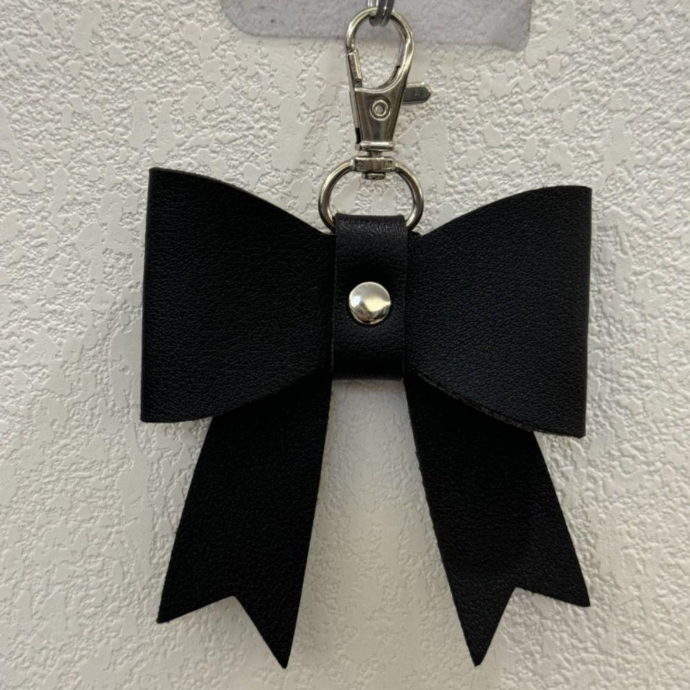 Trendy Pu Key Chain Luxury Bag Pendant Creative Bowknot Leather Keyring  Backpack Decor