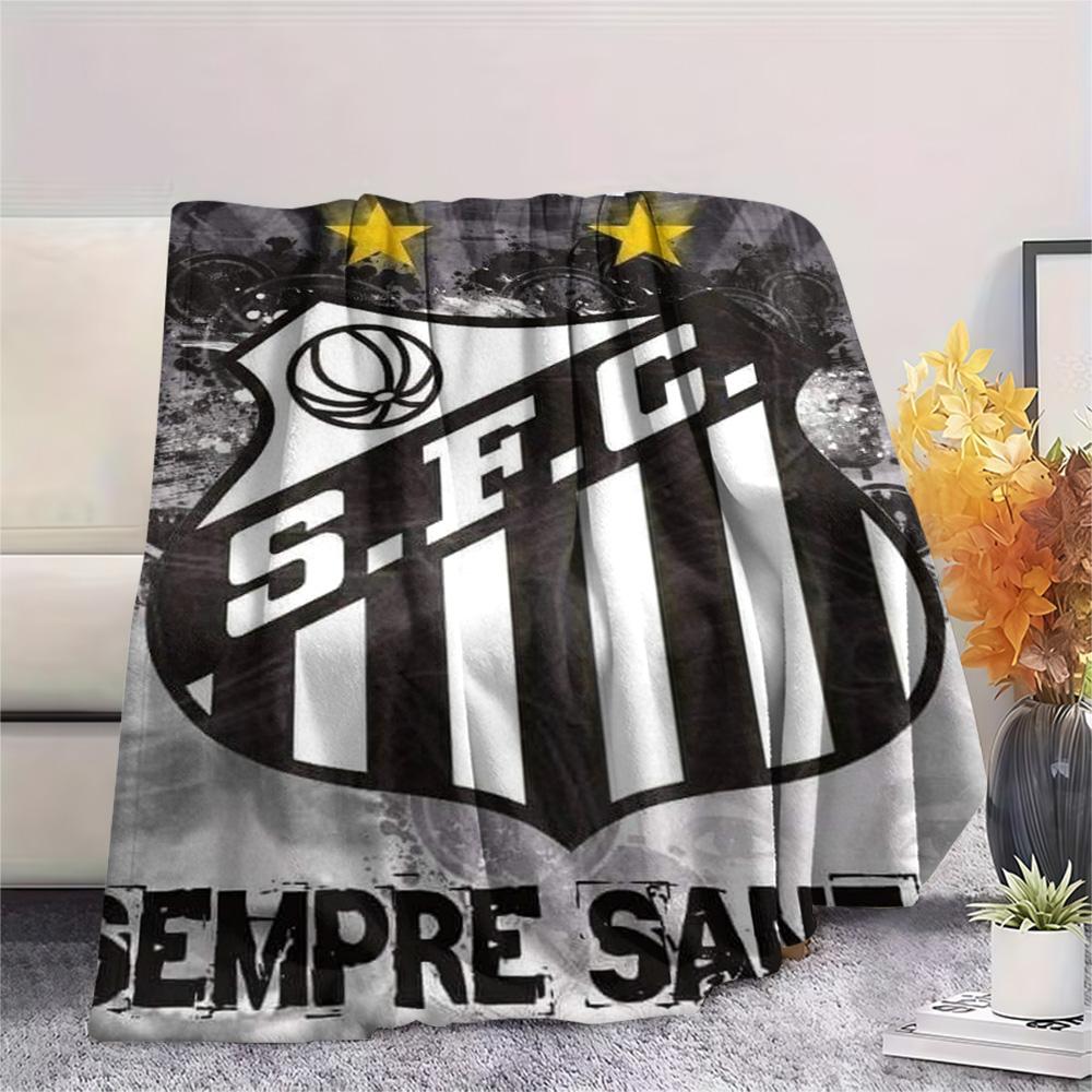 1Pc Santos FC Print Flannel Blanket High Quality Warm Comfortable Cover for All Seasons Perfect for Gifts Home Decor