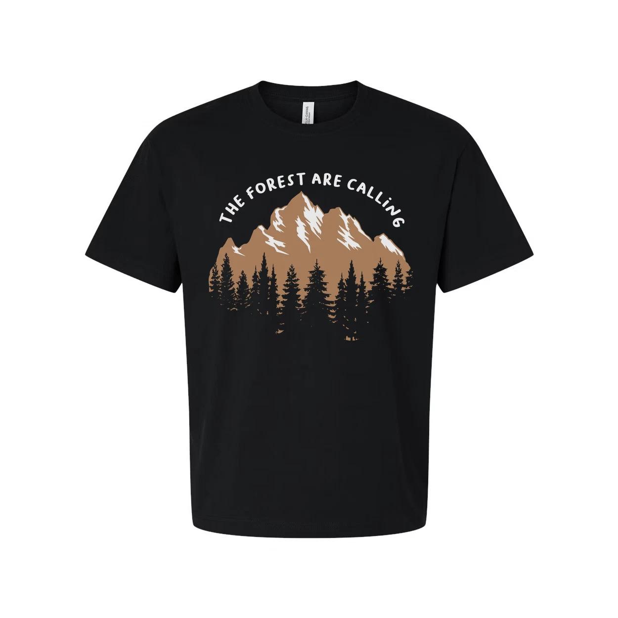 

Outdoor Unisex Graphic Tee With Mountain Range And Forest Silhouette For Adventu S