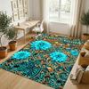 Floral Garden Theme Crystal Velvet Rug Personalized Custom Name Text Soft Floor Mat Home Decor
