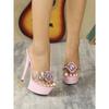 Women's Festival Thin Heel Crystal Thin Heel Transparent Car Model Rhinestone Nightclub High Heels   LFD-8661-Q18