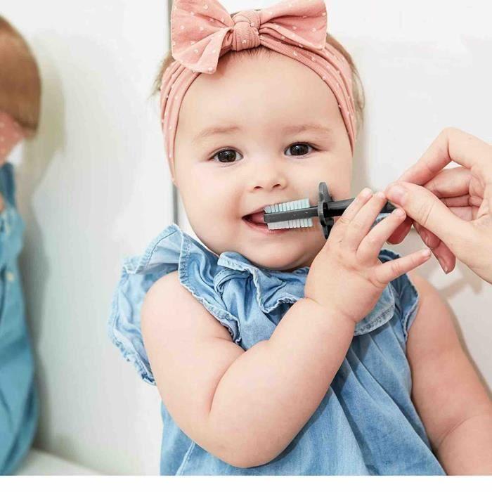 Brosse à dents bébé ergonomique double face - Vert menthe