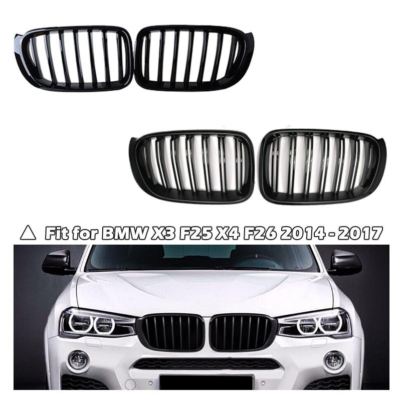 2 adet Fit BMW X4 F26 X3 F25 2010-2013 2014-2017 Araba Ön Tampon Yarış Izgara Böbrek Izgaraları Izgara Araba Styling