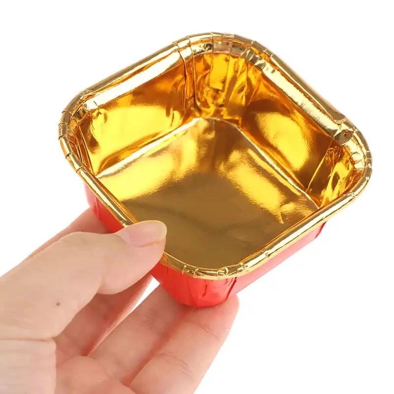 50Pcs 6.5x3.5cm Square Cupcake Paper Oil-proof Chiffon Roll Cake Cup Baking Muffin High Temperature Case Mold